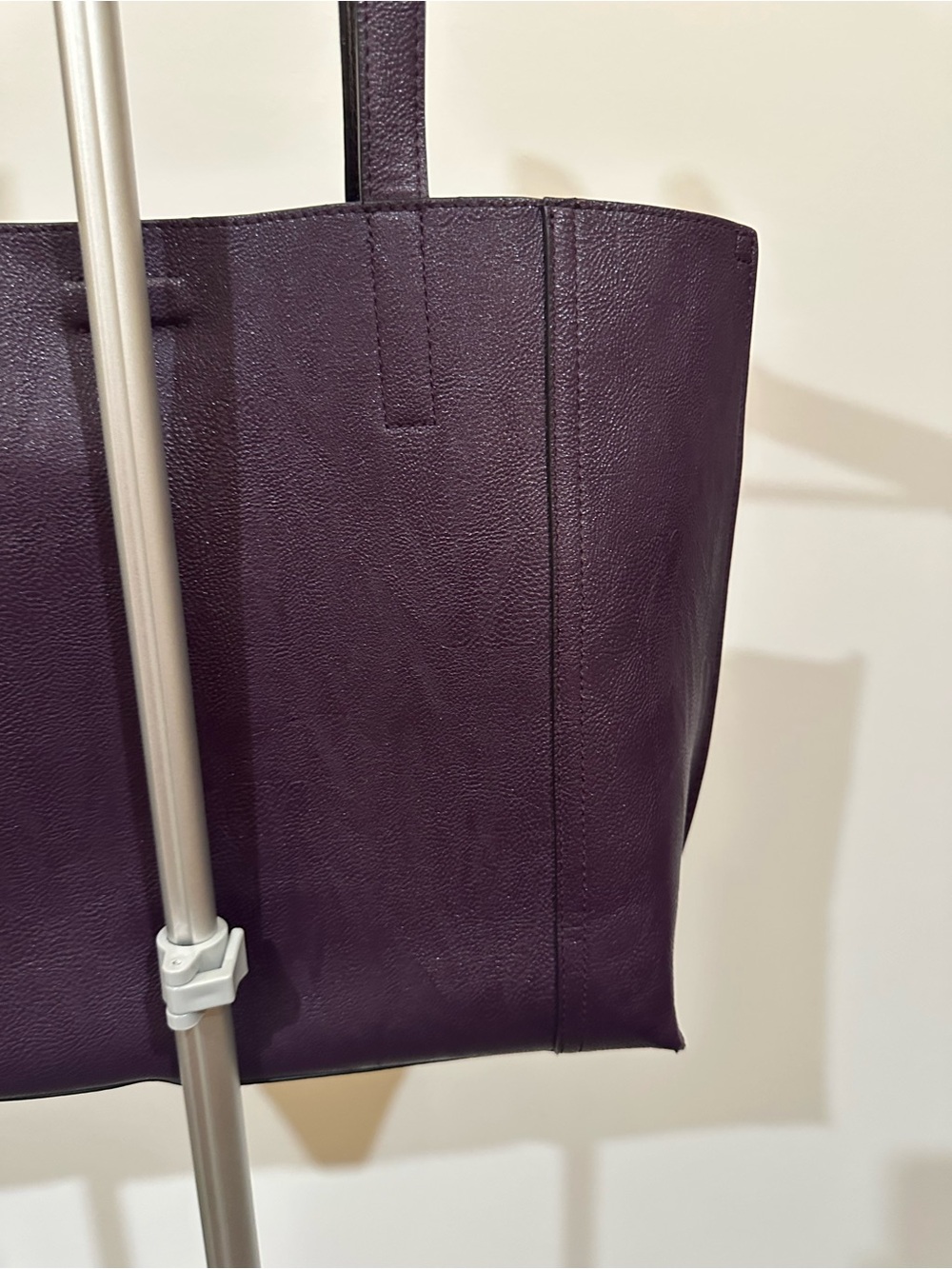 Calvin Klein Deep Purple Leather Tote with Gold Accents - Picture 8 of 15